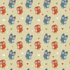 Valentine seamless texture with owls and hearts N2