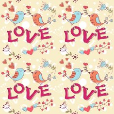 Love seamless texture with flowers and birds N8