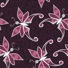 Seamless pattern with butterfly and leaves N2