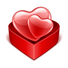 Open heart gift present with two hearts