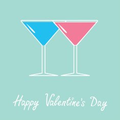 Two glasses of martini Happy Valentines Day card