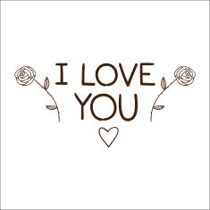Romantic text with roses isolated on white