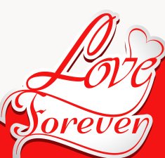 Beautiful Love forever stylish text colorful vector