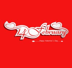 Happy valentine's day 14 february calligraphic stylish font colorful vector