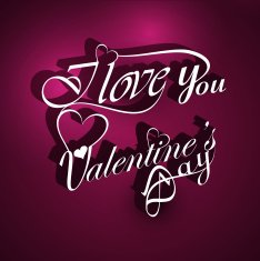 I Love You calligraphic and valentine's day