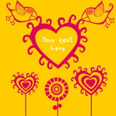 cartoon birds above romantic flowers holding heart Valentine's N4