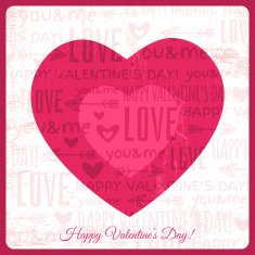 valentines day greeting card with red heart and wishes tex