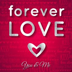 valentines day greeting card with silver text N4