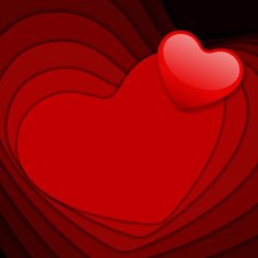 Red shiny heart shape on card Valentine's day
