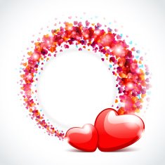 Hearts with card frame Valentine's day N4