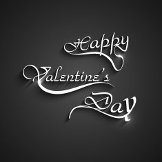 Happy Valentine's day card with lettering shiny text vector