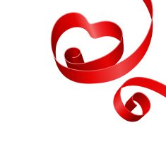 Red heart from ribbon Valentine's day N2