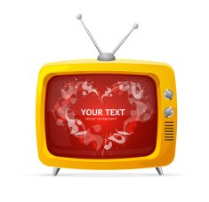 Heart and tv Valentines day card vector N2