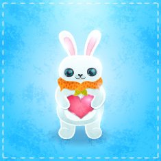 Happy Valentines day card with rabbit and heart N2