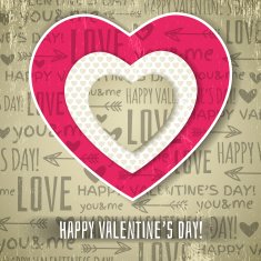 beige background with red valentine heart and wishes text