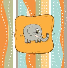 childish greeting card with elephant N2