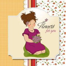 young girl with a bouquet of flowers N2