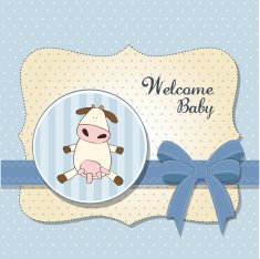 welcome baby card with cow N2