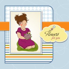 young girl with a bouquet of flowers N12