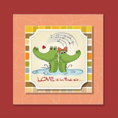 Crocodiles in love Valentine's day card