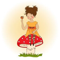 pretty young girl sitting on a mushroom N4