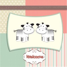 new baby twins arrived card with zebra N2