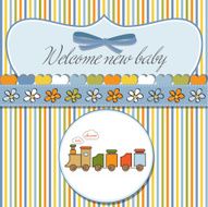 baby shower card with toy train N22