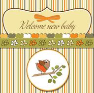 welcome baby card with funny little bird N21