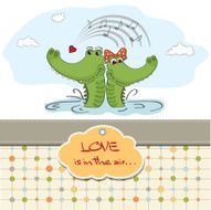 Crocodiles in love Valentine&#039;s day card N8