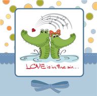 Crocodiles in love Valentine&#039;s day card N9