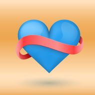 Background beautiful blue heart and ribbon