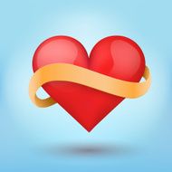 Background beautiful red heart and ribbon Vector