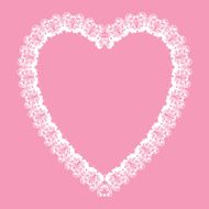white lacy heart shape frame