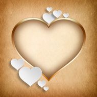 Gold frame in shape of heart and white hearts