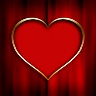 Red heart in golden frame