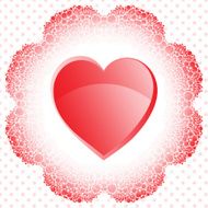 happy valentines day cards flower round lace ornaments hearts red N2