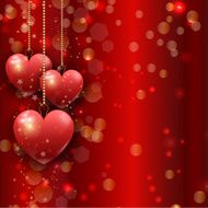 Hanging hearts Valentine&#039;s Day background