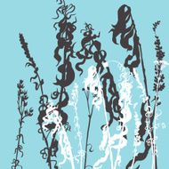 Monochrome line drawing herbs N2