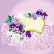 Valentines Day or Wedding card with pansy and forget-me-not flowers