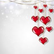 Red hearts on white background N2