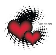 vector retro grunge hearts on halftone background