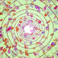 romantic background of spirally arranged hearts