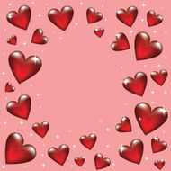 glass heart frame on pink background