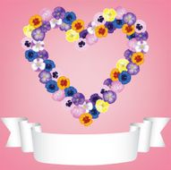 flower heart and ribbon