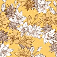 Seamless floral background with bird N2