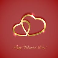 Golden hearts on pink background