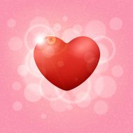 Red heart on pink