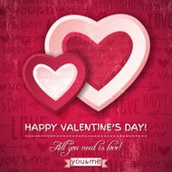 red Valentines day greeting card with two hearts