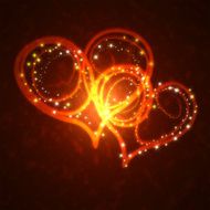 burning hearts with sparkles