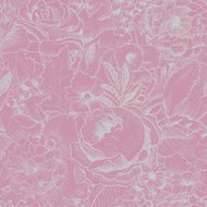 Seamless vintage pattern with lush flowers Pink Silver